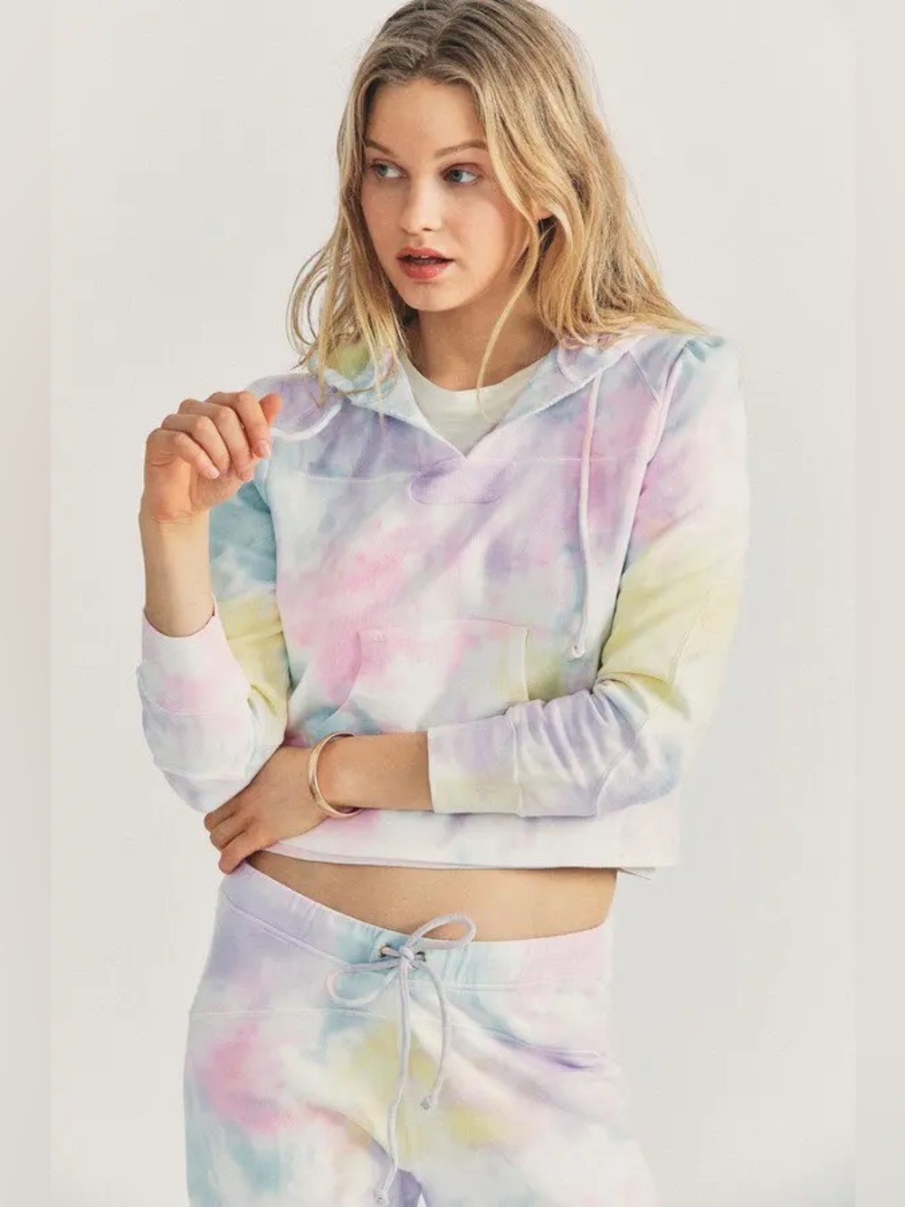 LoveShackFancy Kirby Hoodie in pastel tie-dye size XS